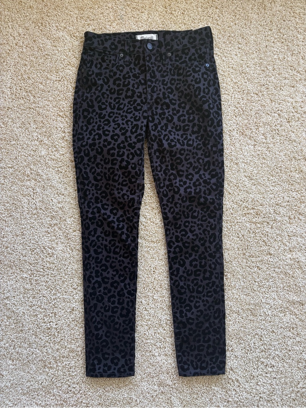 NWT Madewell 9" Mid-Rise Skinny Jeans in Flocked Leopard - Size 25